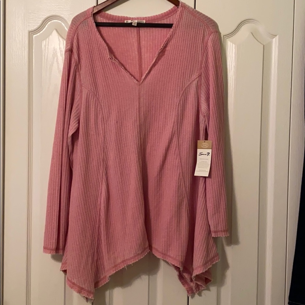 Seven7 Handkerchief Hem Waffle Top